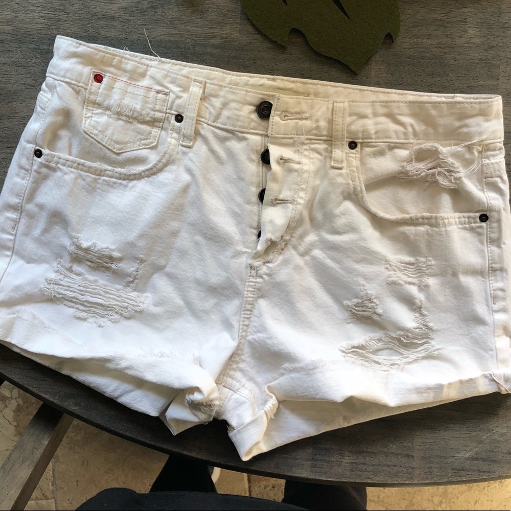 Joe’s jeans white distressed cut off shorts